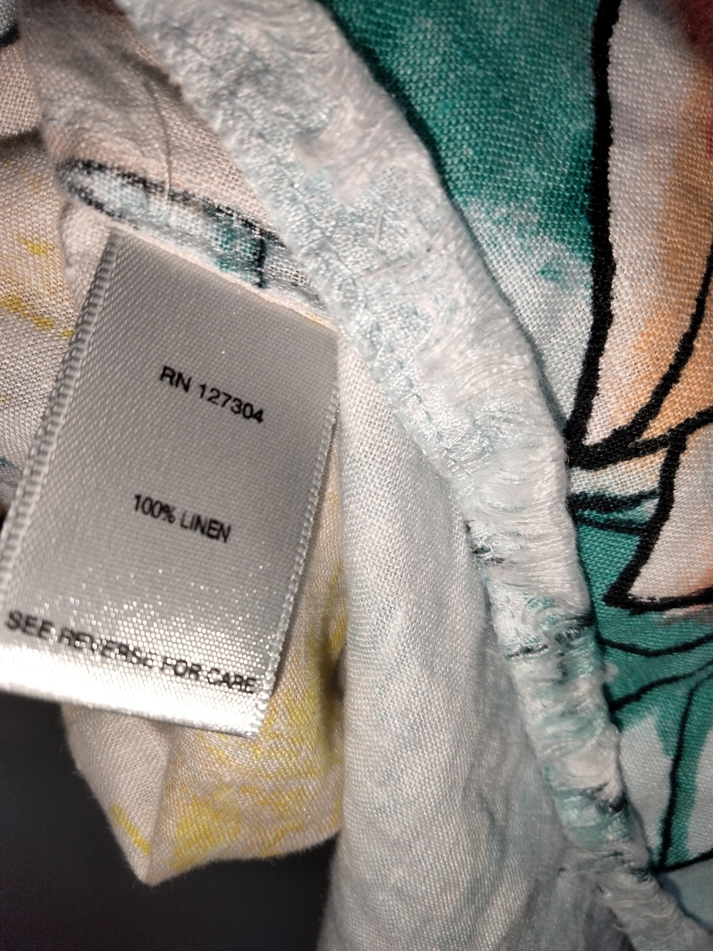 John Mark -Sz 2X- Multicolored Floral Linen Button-Down Front 3/4 Sleeve Shirt - Picture 11 of 14